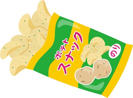 開いたポテトスナック　のり ポテト,スナック,菓子,袋菓子,じゃがいも,おやつ,ジャンクフード,嗜好品,間食,カロリーのイラスト素材