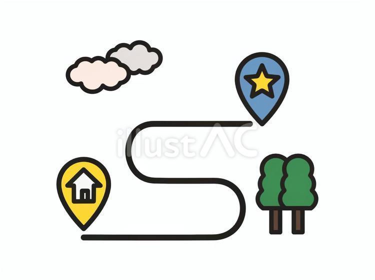 地図　目的地までのロードマップ 位置情報,地図,ロードマップのイラスト素材