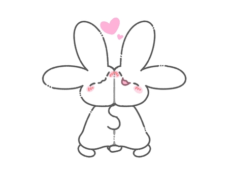 抱き合う白うさぎ うさぎ,白,ホワイト,2匹,カップル,つがい,ラブラブ,抱き合う,ハグ,ハートのイラスト素材