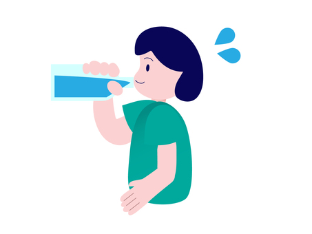 汗をかいて水分補給をする人 汗をかいて水分補給をする人 水,飲む,水分補給のイラスト素材