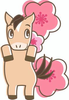 梅の花と馬
