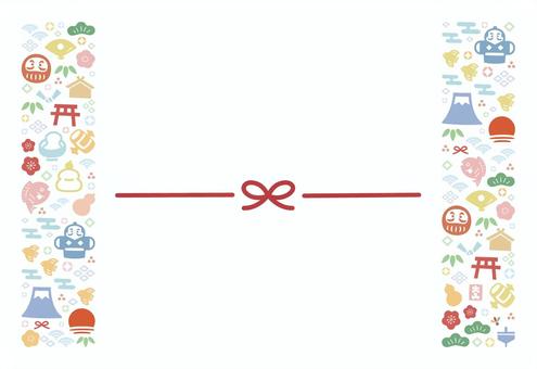 お正月モチーフの柄の2026年年賀状03 年賀状,正月,お正月,2026,2026年,2026年年賀状,和風,フレーム,背景,枠のイラスト素材