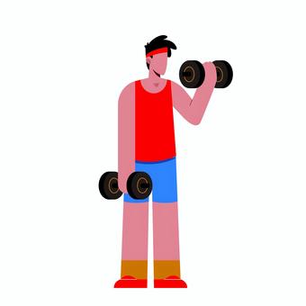 ウェイトリフティング 007 筋トレ,ダンベル,トレーニング,男性,運動,フィットネス,エクササイズ,ジム,ウェイト,スポーツのイラスト素材