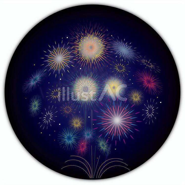 円の中の花火 花火,夏,空のイラスト素材