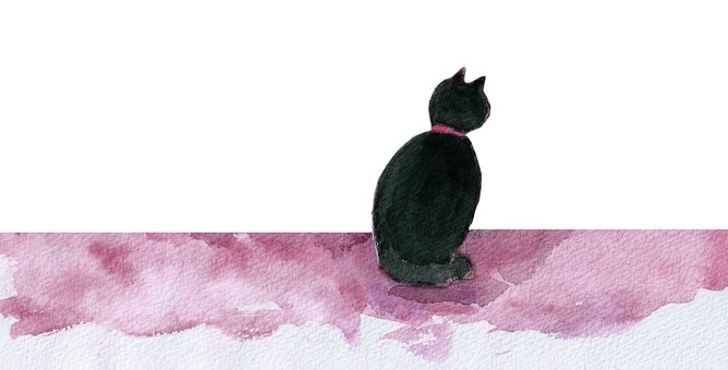 Watercolor black cat, JPG Watercolor black cat, , JPG