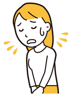  ロングヘア女性(黄)-138-バスト 謝る,女性,女の子,人物,かわいい,表情,感情,落ち込む,ショック,不幸のイラスト素材