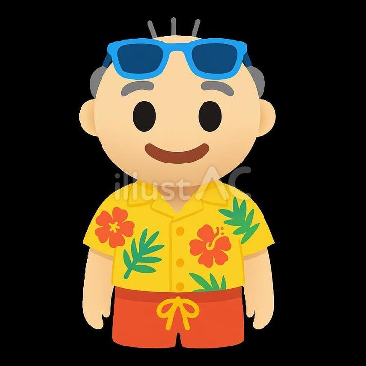 禿髪翁キャラ　夏仕様の宗じい１ 人物,おやじ,老人のイラスト素材