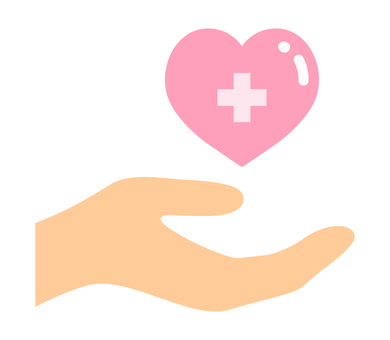 十字のハートを支える手 ハート,十字,手,ヘルスケア,医療,保健,健康,助ける,支えるのイラスト素材