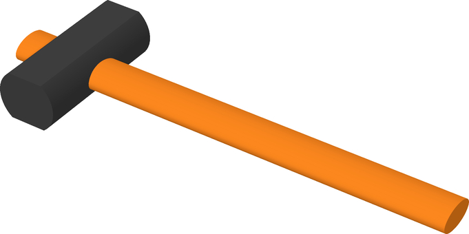 玄能 日用品,工具,玄能,ハンマー,金槌,茶色,蛍光色,3dcg,立体,デフォルメのイラスト素材