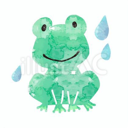 水彩風カエルのワンポイントイラスト