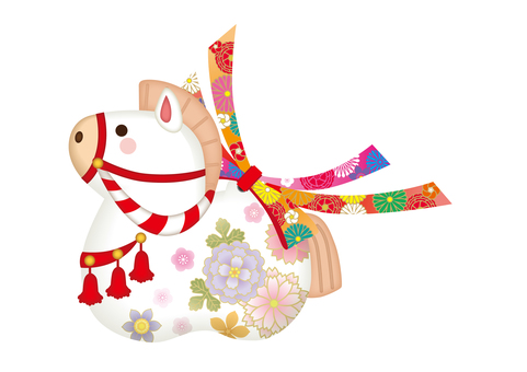 馬イラスト73 馬,午,干支,十二支,午年,置物,動物,立髪,手綱,紐のイラスト素材