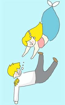 王子様を助ける人魚姫♪ 王子様を助ける人魚姫♪ かわいい,王子様,人魚姫,男,男性,人,女性,女,女の子,溺れるのイラスト素材