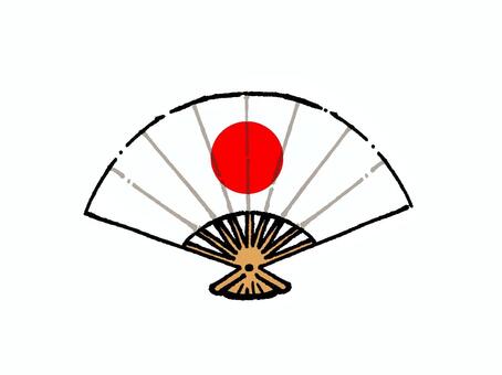 日の丸扇子の手描きイラスト 扇子,日の丸,応援,国旗,エール,グッズ,スポーツ観戦,観戦,運動会,和小物のイラスト素材