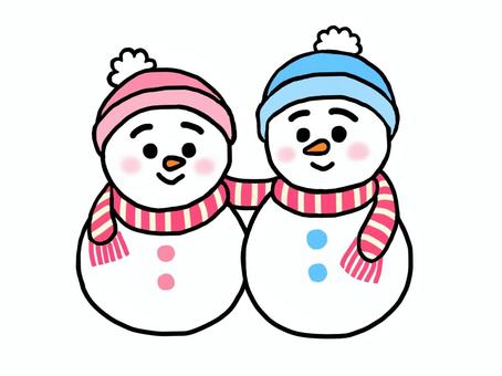 Illustration, snowman, two, snow, 