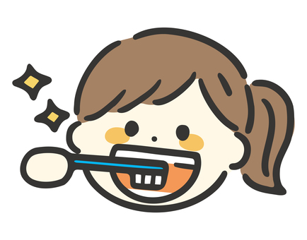 歯磨きする女の子のイラスト 歯磨き,歯,歯ブラシ,子供,女の子,幼児,園児,小学生,やさしい,かわいいのイラスト素材