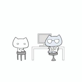 医師の診察を受ける猫のキャラクター 猫,マスコット,ゆるキャラ,医師,診察,患者,ちびキャラ,かわいい,シンプル,医療のイラスト素材