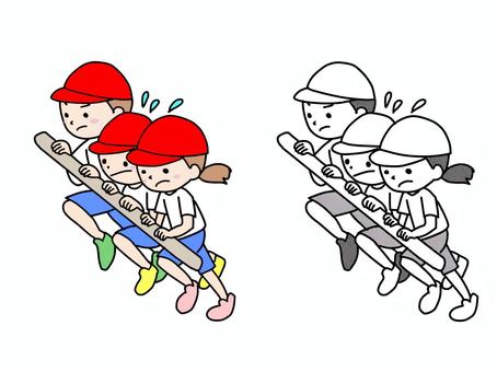 台風の目をやる子 台風の目をやる子 台風の目,運動会,運動,体育,小学校,小学生,授業,男の子,女の子のイラスト素材
