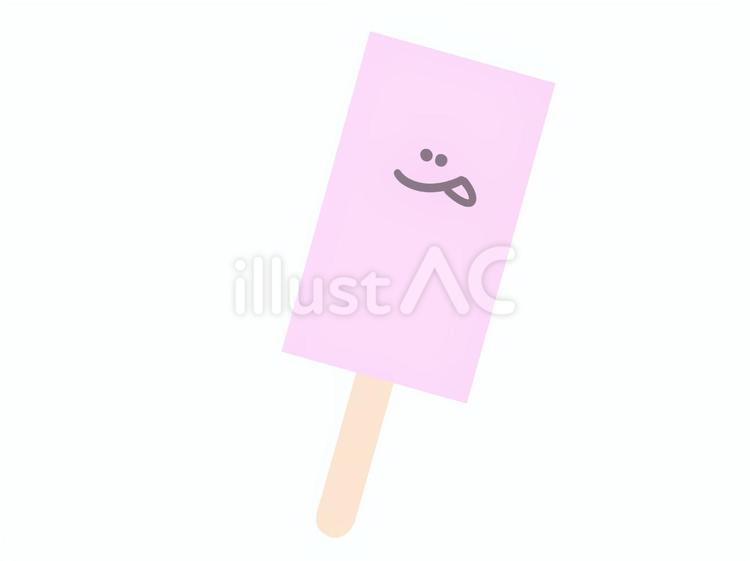笑顔　アイスキャンディーいちご　主線なし いちご,笑顔,スイーツのイラスト素材
