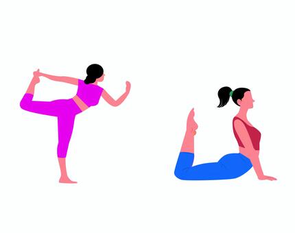 ヨガ 0147 ヨガ,女性,ポーズ,ストレッチ,運動,フィットネス,スポーツ,マット,柔軟,健康のイラスト素材