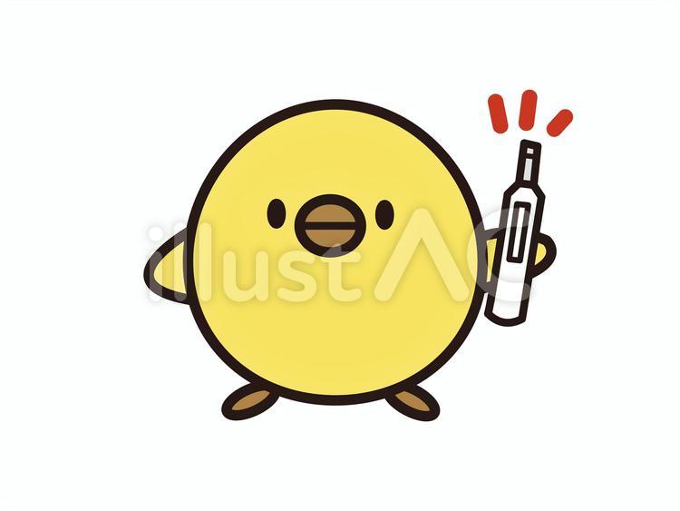 体温を測るひよこ 体温計,検温,体温のイラスト素材