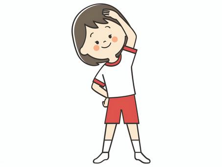 準備運動をする体操服の女の子 準備運動,ストレッチ,準備体操,ラジオ体操,体操,運動,柔軟,スポーツ,健康,体力のイラスト素材