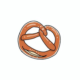 たたずむプレッツェルパン パン,プレッツェル,ドイツパン,ブレッツェル,食べ物のイラスト素材