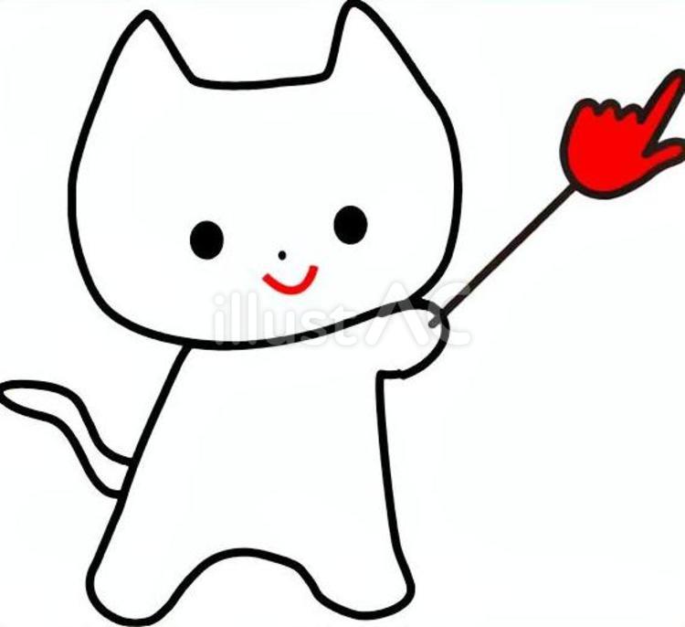 ねこが矢印を示しているイラスト 指さし,人差し指,矢印のイラスト素材