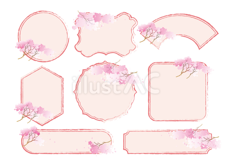 春の桜フレームセット 春,桜,花のイラスト素材