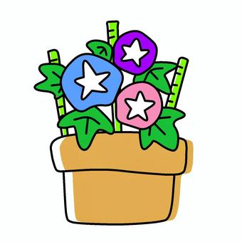 朝顔 朝顔,花,植物,草花,鉢植え,夏,イラスト,アイコン,かわいいのイラスト素材