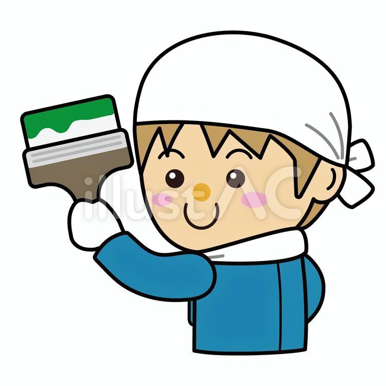 男性28_10（ペンキ屋さん・刷毛） 塗装業,ペンキ塗り,仕事のイラスト素材