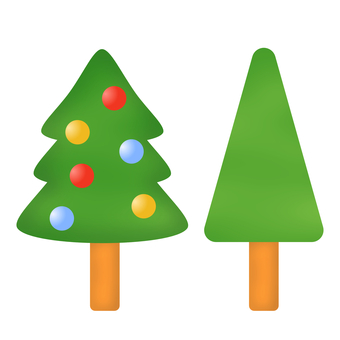 北欧風クリスマスツリー　セット クリスマスツリー,北欧風,シンプル,セット,ツリー,もみの木,年中行事,季節,イベント,祭典のイラスト素材