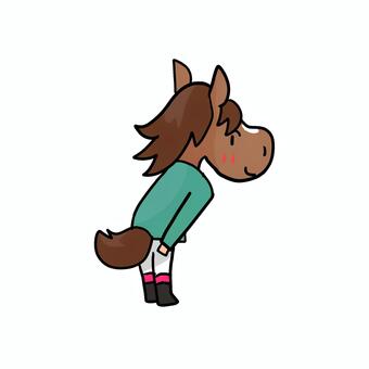 お馬さんイラスト439 馬,競馬,動物,かわいい,サラブレッドのイラスト素材