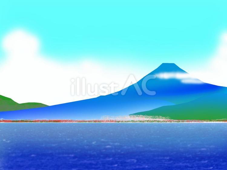 駿河湾と夏富士。 駿河湾,夏,富士山のイラスト素材
