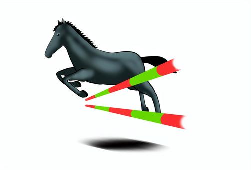 2026_年賀状39 馬,午,跳ね馬,サラブレッド,ハードル,飛躍,躍動感,力強い,越える,ジャンプのイラスト素材