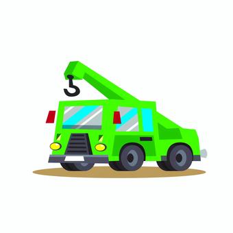 乗り物 064 クレーン車,作業車,工事車両,トラック,車,工事,イラスト,働く車,緑,シンプルのイラスト素材