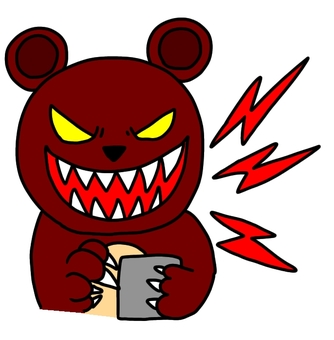 SNSで批判する熊 SNSで批判する熊 熊,動物,生き物,怖い,危険,注意,sns,スマホ,批判,クレームのイラスト素材