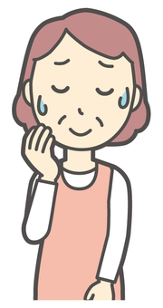  エプロンおばちゃん-001-バスト 苦笑い,おばちゃん,エプロン,お母さん,ママ,中年,おばさん,主婦,人物,かわいいのイラスト素材