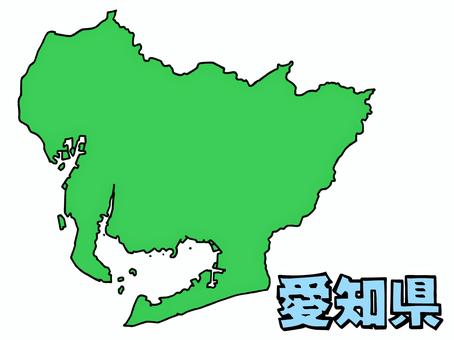 少しゆるい愛知県地図 書き文字 愛知県,愛知,地図,中部地方,ゆるい,手描き,日本地図,線画,緑,日本のイラスト素材