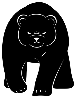 怖い熊　シルエット 熊,ヒグマ,襲う,害獣,リアル,哺乳類,野生動物,フラット,猛獣,獰猛のイラスト素材