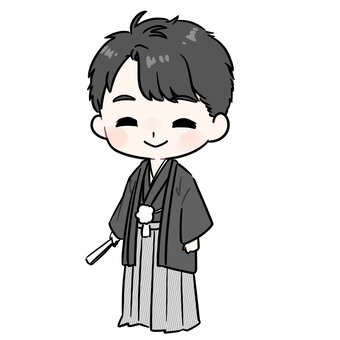 袴姿の男の子２　笑顔 袴,卒業式,卒業,全身,人物,人,和服,和装,立ち絵,卒業証書のイラスト素材