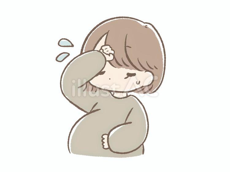 汗をかく妊婦 暑い,汗,かくのイラスト素材
