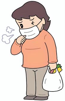 風邪・インフルエンザ 風邪,インフルエンザ,咳,感染症,マスク,体調不良,病気,女性,人物,イラストのイラスト素材