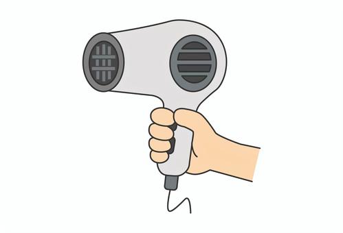 ドライヤーを手に持っているイラスト ドライヤー,家電,ヘアケア,手,サロン,髪の毛のイラスト素材