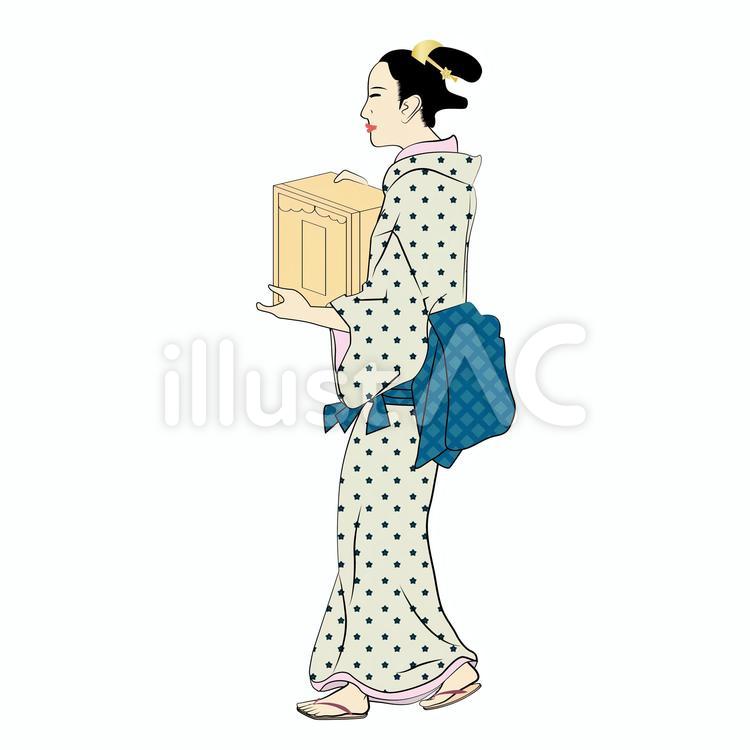 江戸時代の普通の女性 浮世絵,女性,日本髪のイラスト素材