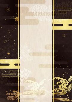 和柄と金箔背景4212 和柄,年賀状,新春,黒,背景,壁紙,金,金箔,装飾,模様のイラスト素材