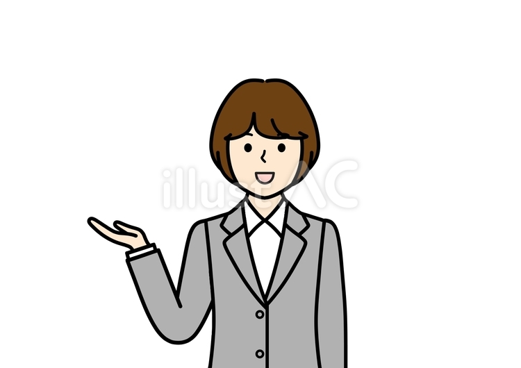 スーツ姿の先生・教師・会社員の女性 スーツ,案内,説明のイラスト素材