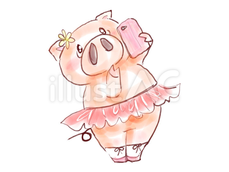 自撮りするコブタちゃん 動物,コブタ,自撮りのイラスト素材