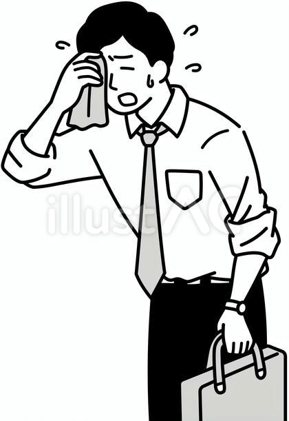 汗を拭くサラリーマン 暑そうな男性