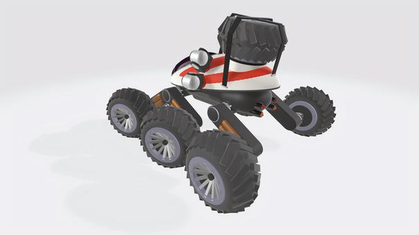 6ホイールオフロードラリーマシン④ オフロード,タイヤ,悪路,コックピット,ライト,予備タイヤ,ev,走行,モーター,ホイールのイラスト素材