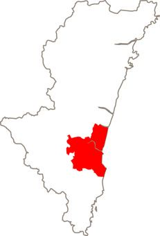 宮崎県宮崎市　 宮崎県,宮崎市,県庁所在地,境界,輪郭,形,影,地図のイラスト素材